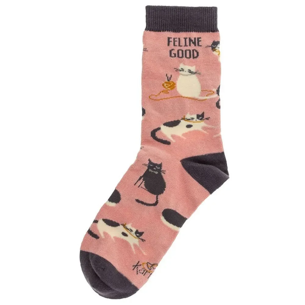 Karma Feline Good Cat Crew Socks OS New